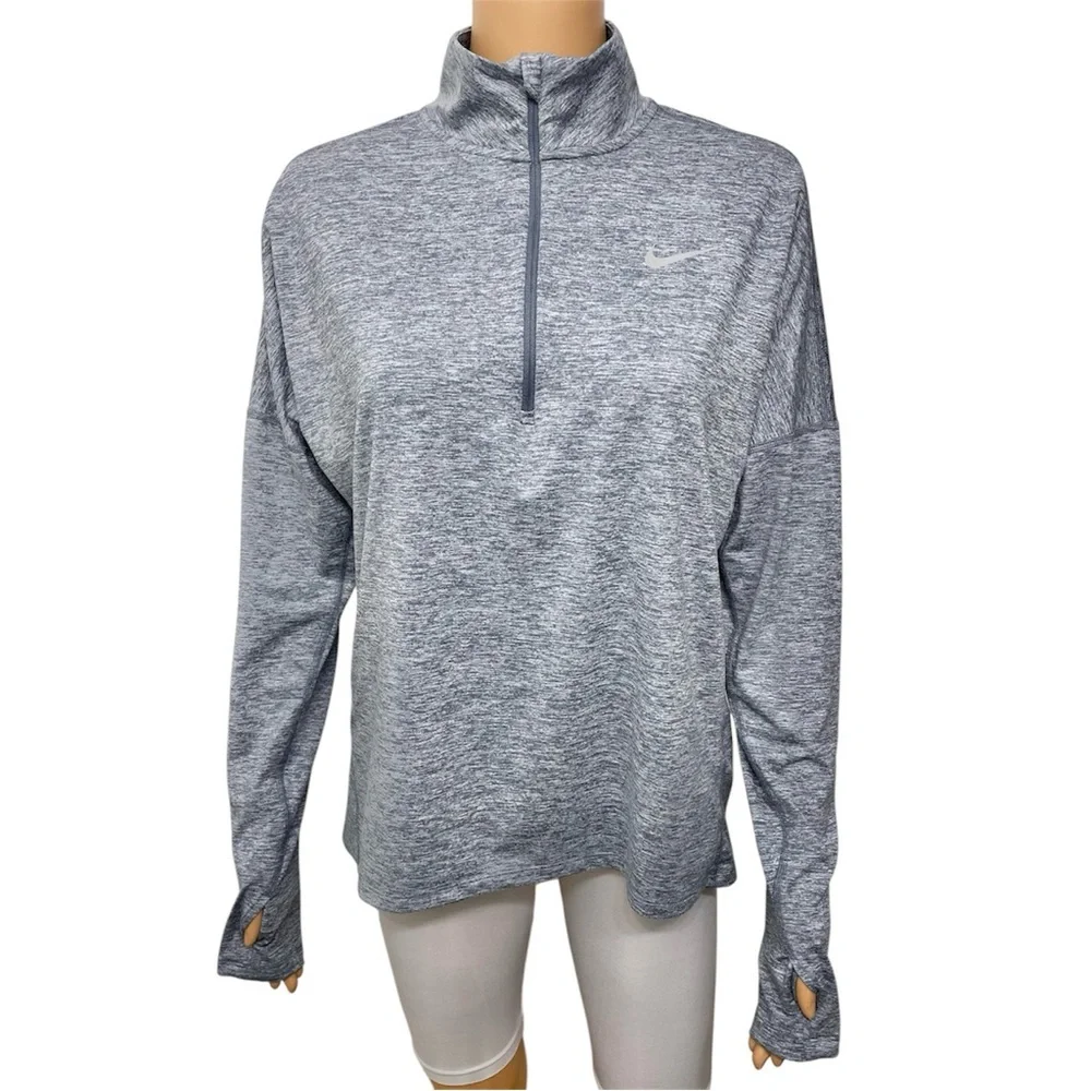 Nike Women's Dry Element Running Top Gray Heather Long Sleeve Size M - Picture 2 of 12